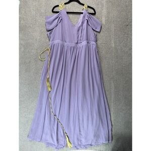 Torrid Cold Shoulder Maxi Dress Women 3X Purple Gold Lace Trim Belted Goddess